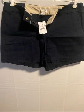 J. Crew Dark Navy High-Waist Chino Shorts
